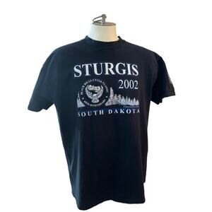 Sturgis North Dakota Black Hills Motorcycle Rally 2002 Black T-Shirt Size XL